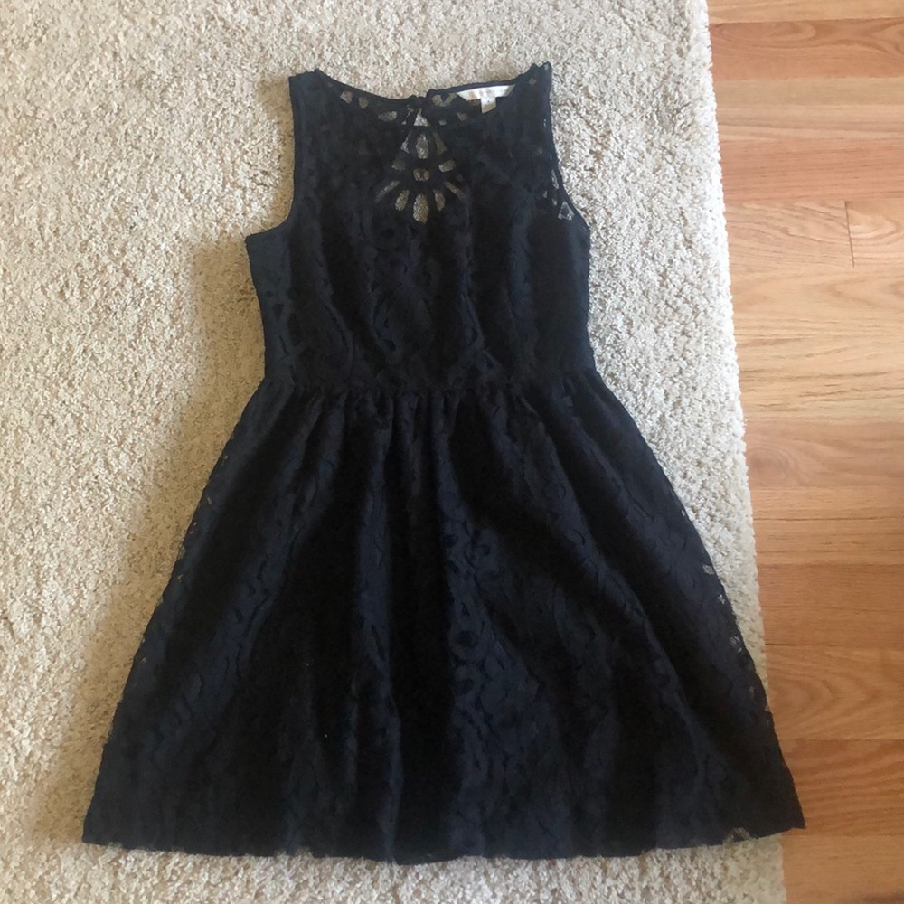 Black lined lace dress